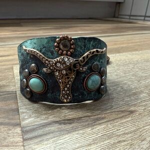 Turquoise and Bronze Western Cuff Bracelet